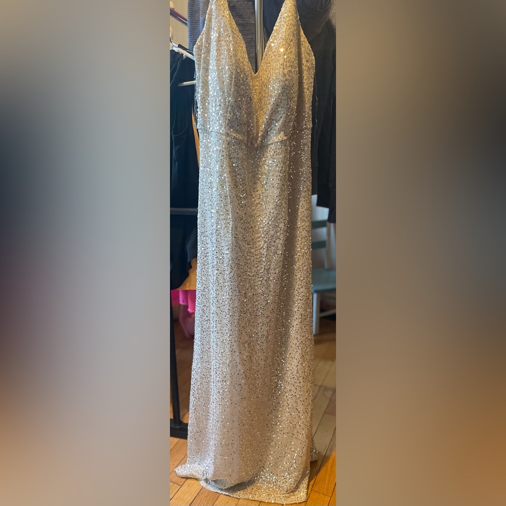 Elegant Silver Sequin Prom Dress